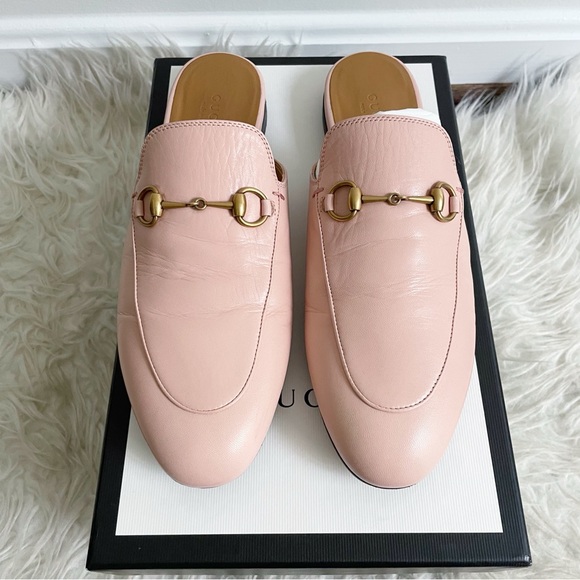 Gucci Princetown Mules Pink Leather Gold Horsebit size 39 - Picture 1 of 11